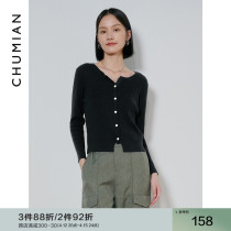 First cotton black sweater female soft glutinous with cashmere knit cardio-hoodie spring and summer laminated wearing round collar-knitted sweatshirt with female inner lap