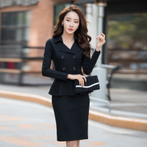 Autumn and winter high-end professional double-breasted dress slim-fit ruffle cover belly thin one-step tooling skirt stretch