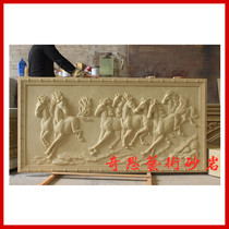 Kiss Art Sandstone Sculpture Relief Mural Three-dimensional Background Wall Eight Jun Picture Sculpture Hotel Villa Decoration Materials
