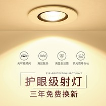 Embedded downlight 2021 new simple lamp household COB small spotlight LED ceiling lamp living room ceiling three-color light