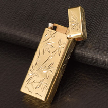 Leader brand grinding wheel sideslip kerosene lighter pure copper gold hand-carved craft knife carving custom pattern ceremony