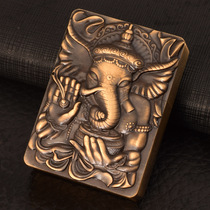 ZORRO ZORRO kerosene lighter pure copper block large heavy armor ornaments three-dimensional old carving Elephant God auspicious