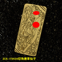 ZORRO ZORRO kerosene lighter ZC5 Pure Brass Gold ultra-thin narrow long strip double-sided custom Tang grass fairy