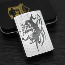 Hong Kong ZORRO ZORRO brand pure copper shell windproof kerosene lighter brushed face carving wolf head totem