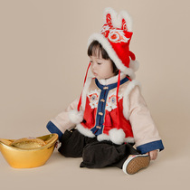 Boys Hanfu Winter New Years dress childrens Chinese style dress suit male baby thickened Tang suit