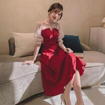 Wine Red Brides toast 2022 Spring new products Wedding Engagement Banquets Party Small gowns can normally be worn