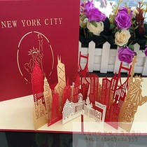 New York three-dimensional creative building paper carved hollow greeting card 3D New York City pop up card