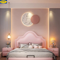 Simple Nordic bedroom wall decoration glowing bedside pendant model room designer round metal wall jewelry