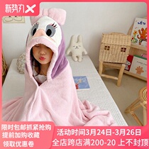 Japanese childrens bath towels hooded cloaks infant multi-function blankets mens and womens treasure cartoon coral velvet bathrobes