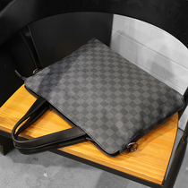 Mens Business Hand bag Briefcase Mens Large Capacity Shoulder Bag Computer Bag Korean Fashion Plaid shoulder bag