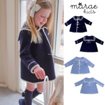 2 1 A W spot Spanish Marae baby boy navy collar with long wool coat retro sweet and beautiful