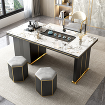 Light luxury Rock board tea table and chair combination simple large board advanced sense tea set set integrated simple Nordic office tea table