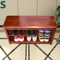 Changing shoes stool white oak home Chinese style of sitting shoes cabinet red wood wearing shoes stool multilayer containing shoe rack solid wood entrance door