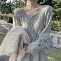 Korean version of maternity clothing 2021 autumn and winter fashion with base long sleeve knitted dress with coat spring and autumn skirt