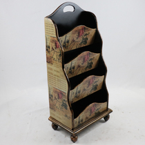 Nordic four-story newspaper rack simple floor-to-floor business exhibition hall data rack living room magazine rack creative wooden newspaper rack