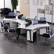 Coarse steel frame office table and chair combination creative three-person table simple modern 6 staff Table Office Furniture