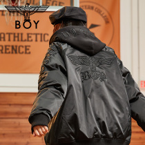 boy2021 autumn and winter new tide three-dimensional embroidery hooded down jacket men's and women's long couples warm coat