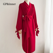 Real silk bridal gown bridal gown woman red silk in long style wedding High quality atmosphere New wedding bathrobe
