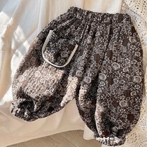 2021 summer new childrens clothing boys retro small broken bouquet leg pants handsome Harem pants nine-point pants trend