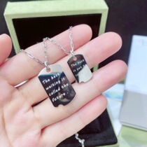 Platinum PT950 square brand platinum English alphabet square pendant future couples can be engraved for men and women
