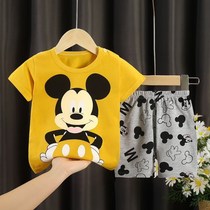 Childrens short-sleeved set cotton baby short-sleeved shorts 0-4-year-old girl boy half-sleeved T-shirt summer baby childrens clothing