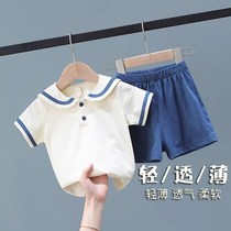 Childrens short-sleeved suit summer 2021 new handsome male baby boy child girl foreign baby sports summer fashion trend