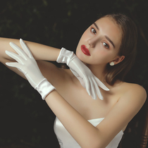 Elegant and minimalist style stretch satin new bridal dress gloves dance performance photo gloves