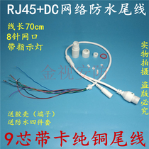 Surveillance camera tail line White network waterproof 9-core with indicator light RJ45 DC with snap lock lock big eye tail line