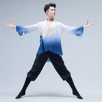 New mens Han and Tang classical dance practice clothes elegant breathable stage performance clothes light and thin retro sword dance dress