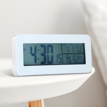 Nordic simple student mute creative bedroom bedside LCD electronic clock multi-function lazy alarm clock luminous clock