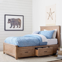  Nordic solid wood childrens bed sheet bed boy girl storage bed small apartment American country rivet log oak