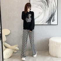 Broadlegged Pants Sports Suit Woman Spring 2022 New Loose Retro Chic Fried Street Sweatshirt Fashion Casual Two Sets