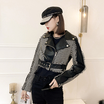 2009 Small fragrance stitching leather coat 60654