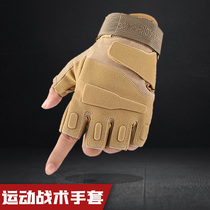 Mens outdoor non-slip tactical gloves all-finger special forces anti-cutting combat Black Hawk half finger warm Fitness Mountaineering riding