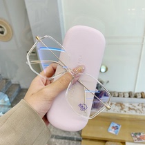 Transparent ultra-light myopia glasses female round face with degree flat light anti-blue light retro glasses frame big face Korean version of the tide man