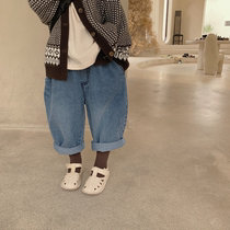 Child Jeans Han Version Spring Autumn New Pant Girl Pants Loose Kharen Pants Soft Glutinous Outer Pants Male Baby Long Pants