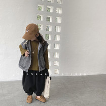 Childrens jacket Han version Girls casual Lianhood Cowboy waistcoat Boy spring autumn New pint shirt baby sleeveless vests