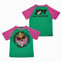 High-end custom black super pacifier pink green color raglan sleeve T-shirt Japanese version of the tide brand mens and womens childrens cartoon summer short