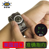 US imported Mini wrist watch with luminous waterproof earthquake high accuracy travel sports EDC finger North needle compass