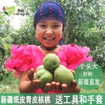 2021 Xinjiang big leak green skin walnut fresh wet walnut new goods pick 4kg paper skin pregnant women Walnut