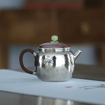 Jade pick button pure silver 999 cup hammer teapot foot silver high end tea set small bubble