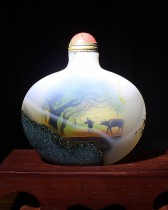 Natural Agate ocean chalcedony inner painting snuff bottle