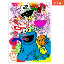 Judas Arrieta Sesame Street Cookie Monster Limited edition trend print with mounting
