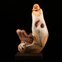 High about 21cm cliffs ornaments cliffs Cypress laughing Buddha ornaments