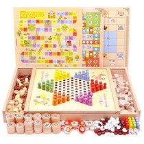 Flying chess Checkers backgammon large multi-functional game chess Childrens puzzle early education wooden toys Student chess
