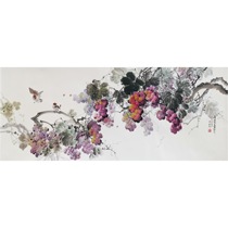 (Focus on exemption) Xu Xianhuas Grapes are ripe Korean painter realistic flower painting sofa painting