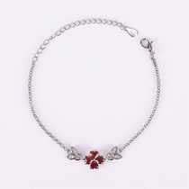 (Morning Market) Garnet Clover Bracelet (With Appraisal Certificate) Gift QD-1272