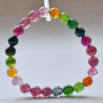 First-hand natural Brazilian rainbow tourmaline bracelet female 7 6mm 17 7g crystal candy single circle bracelet 16851