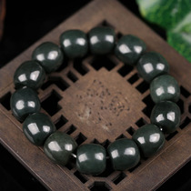 Hetian jade bracelet 99 85g round diameter 15mm mens and womens beaded bracelet