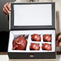 Yixing Purple sand pot raw ore Dahongpao handmade classic sub-smelting stone scoop set (one pot and four cups)gift